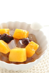 Japanese confeciton, fruit and bean with Kanten jelly