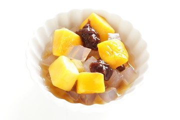 Japanese confeciton, fruit and bean with Kanten jelly