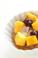 Japanese confeciton, fruit and bean with Kanten jelly