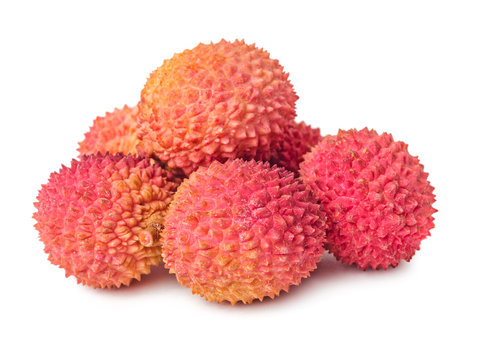 Pile of lychees fruits isolated