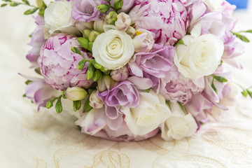 Still life with bouquet of flowers and jewels