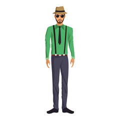 Obraz premium Hipster fashion man cartoon vector illustration graphic design