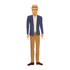 Hipster fashion man cartoon vector illustration graphic design