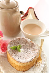 homemade chiffon cake and tea