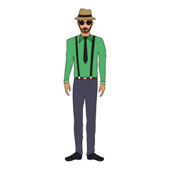 Hipster fashion man cartoon vector illustration graphic design