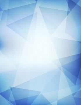 Abstract blue background with transparent triangles. Vector graphic pattern