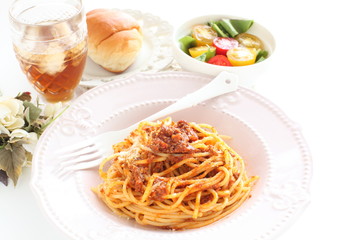 Homemade meat sauce spaghetti