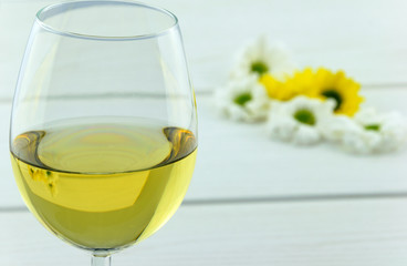 White wine and flowers