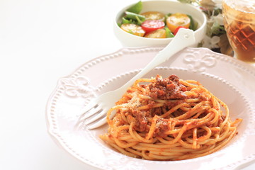 homemade meat sauce spaghetti
