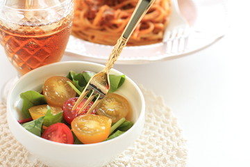 Freshess Japanese multiple color salad with spaghetti