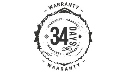 34 days warranty icon vintage rubber stamp guarantee