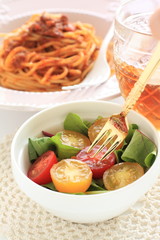 Freshess Japanese multiple color salad with spaghetti