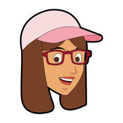 Woman face cartoon with accesory vector illustration graphic design