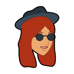 Woman face cartoon with accesory vector illustration graphic design