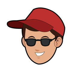 Man face cartoon with accesory vector illustration graphic design