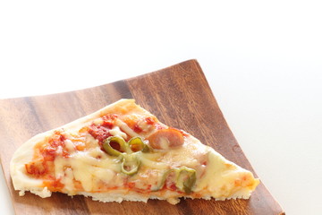 Homemade green pepper and sausage pizza