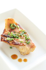 Japanese food, grilled red fish with spring onion