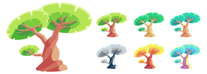 Tree with Simple Shape for Animation Asset Environment Game Sprite Background Novel Cover Kid Magazine Poster etc.