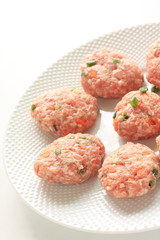Homemade carrot and spring onion pork meat ball