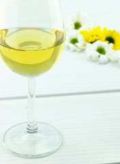 White wine and flowers