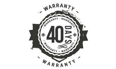 Fototapeta na wymiar 40 days warranty icon vintage rubber stamp guarantee
