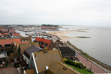 Fototapeta na wymiar Birds-eye view over the village of Urk seen from the lighthouse
