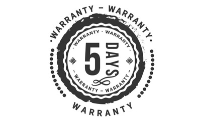 5 days warranty icon vintage rubber stamp guarantee