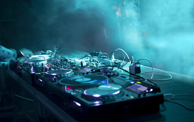 dj stand at a party
