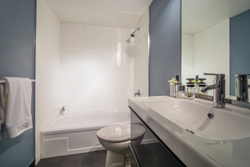 Interior design of a spacious and elegant bathroom.