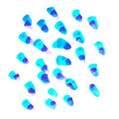 Blue and violet watercolor stains isolated backgrounds set