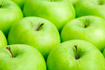 close up of green apples background