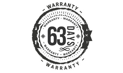 63 days warranty icon vintage rubber stamp guarantee