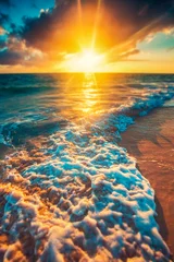Papier Peint photo Lavable Plage et mer Beau lever de soleil sur la mer