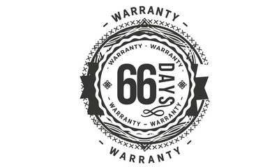 66 days warranty icon vintage rubber stamp guarantee