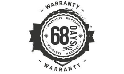68 days warranty icon vintage rubber stamp guarantee