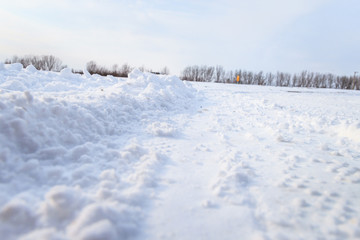 Fototapeta na wymiar Winter road and snow