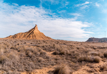 Desert landscape of the Bardenas Real in Navarra Spain