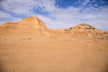 Desert landscape of the Bardenas Real in Navarra Spain