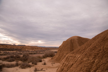 Desert landscape of the Bardenas Real in Navarra Spain