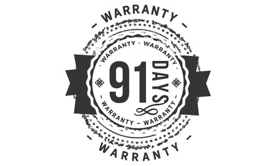 91 days warranty icon vintage rubber stamp guarantee