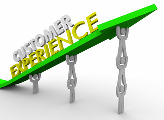 Customer Experience Team Lifting Arrow 3d Illustration