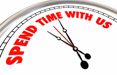 Spend Time With Us Clock Join Group 3d Illustration