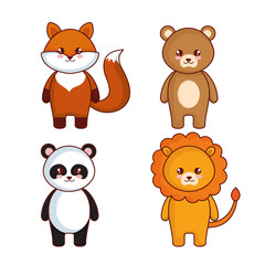 cute and little animals characters vector illustration design