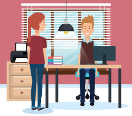 couple working in the office vector illustration design