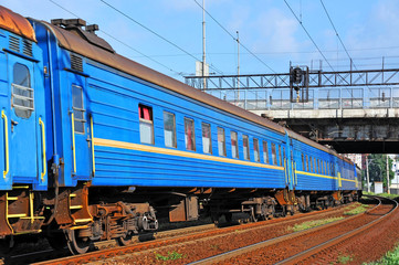 Passenger train on railway