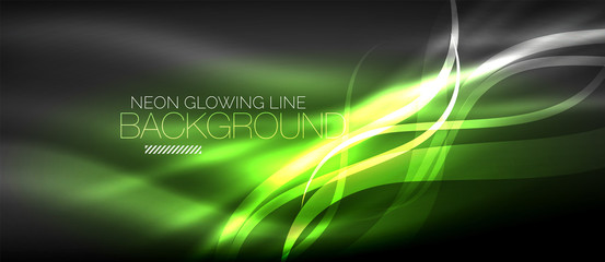 Neon elegant smooth wave lines digital abstract background