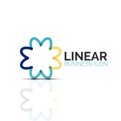 Abstract flower or star, linear thin line icon. Minimalistic business geometric shape symbol created with line segments