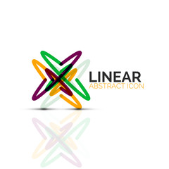 Abstract flower or star minimalistic linear icon, thin line geometric flat symbol for business icon design, abstract button or emblem