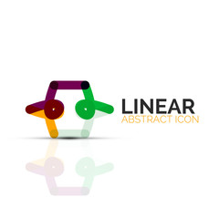 Abstract flower or star minimalistic linear icon, thin line geometric flat symbol for business icon design, abstract button or emblem