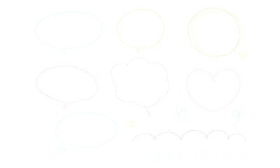 手書き　線画　吹き出し　星　ハート　カラー　素材	